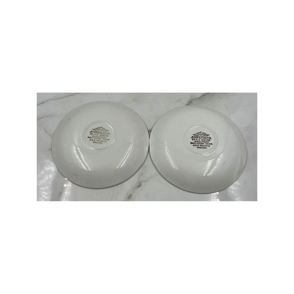 J&G Meakin Americana Style House Ironstone Saucers Brown Transferware Set of 2